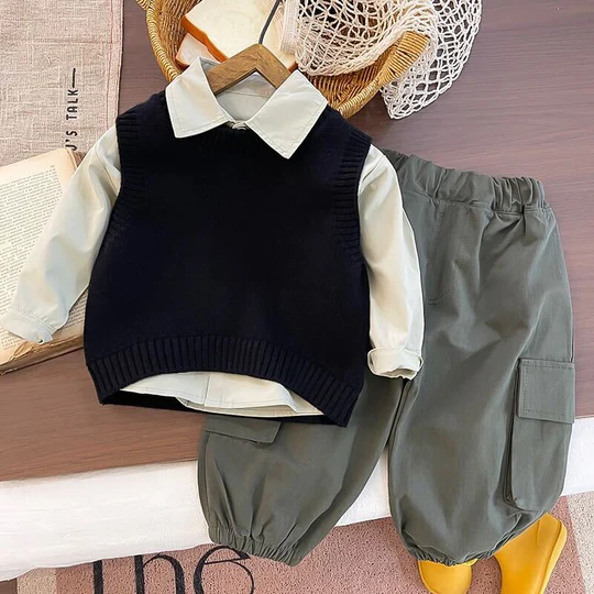 Sweater shirt and cargo pants 3 piece set
